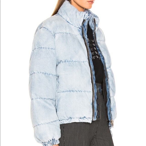 Alexander Wang Denim Bleached Wash Puffer Jacket - Picture 3 of 13